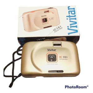 Vintage vivitar IC101 point and shoot film camera with box and manual